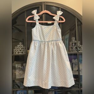Little English White Dress with Blue Dots